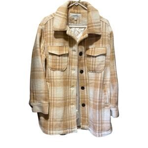 NWT Sebby Plaid Fully Lined Button Front Long Sleeve Shacket Size L
